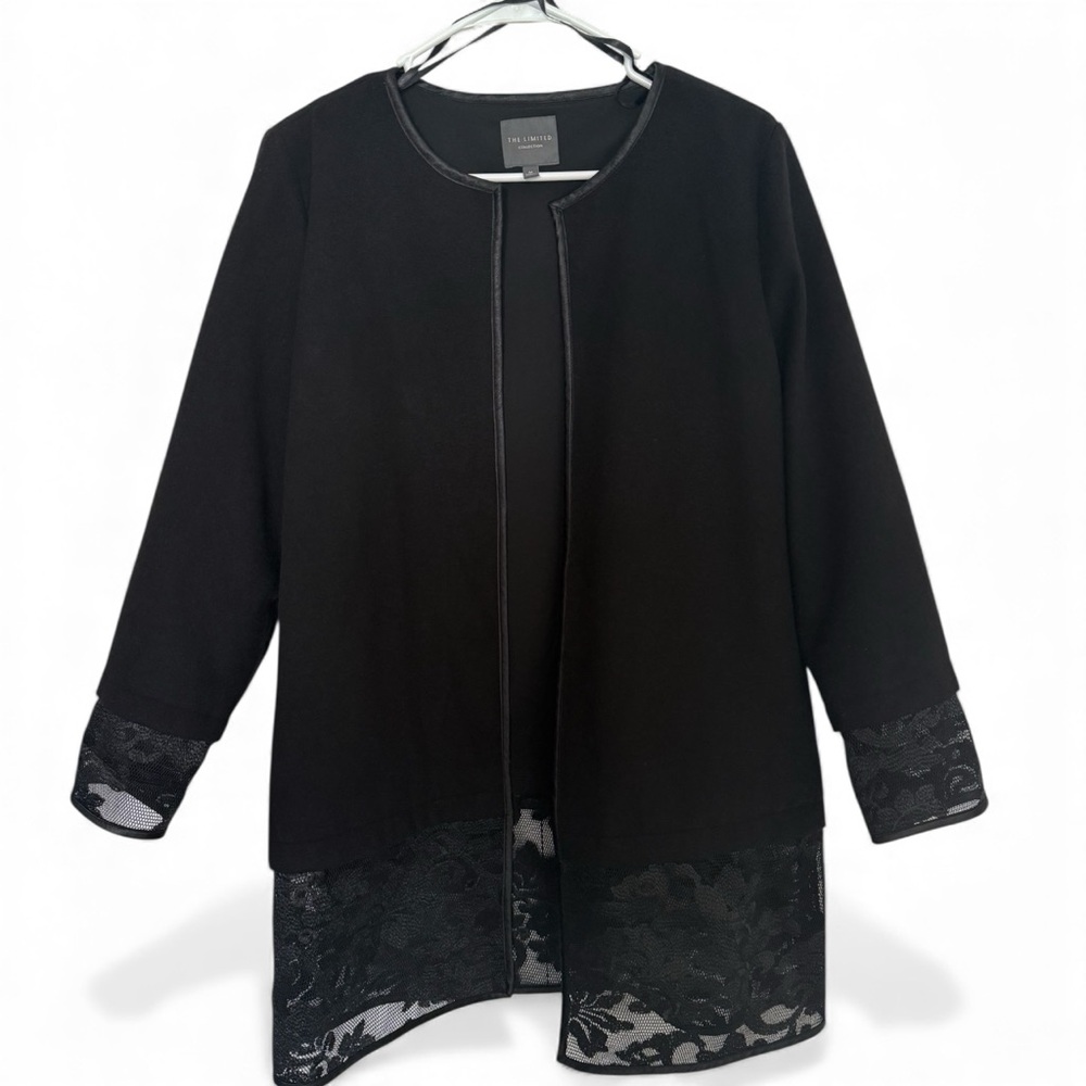 1/2 OFF The Limited Collection Elegant Long Black Lace Hem Coat-Size Medium